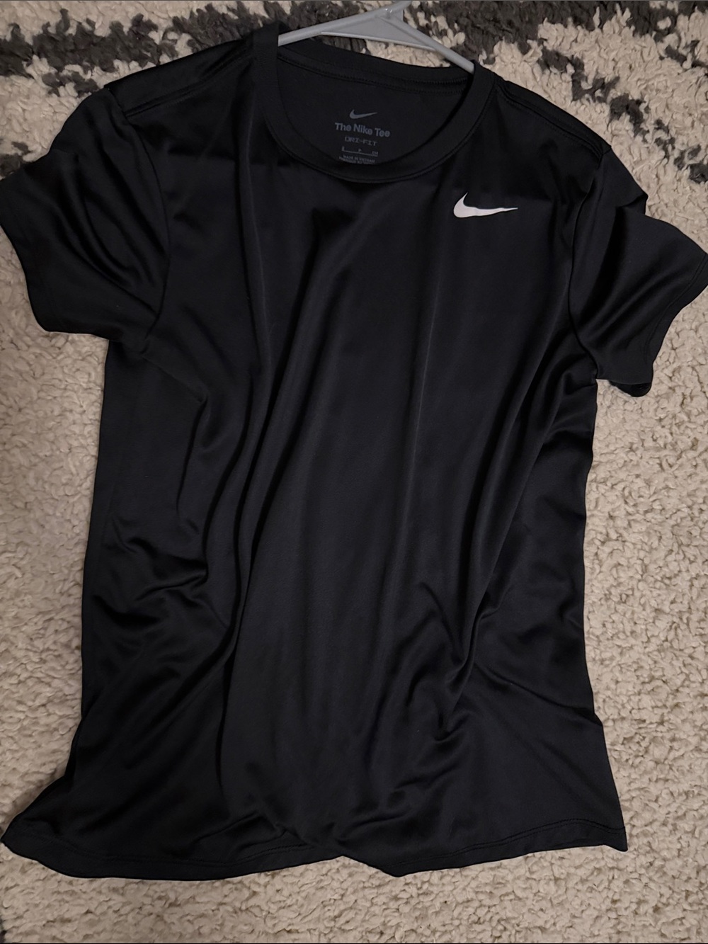 Nike Black Short-Sleeve Dri-FIT Tee with White Swoosh